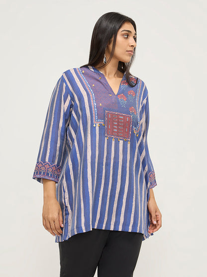 Diza Indigo Printed A-Line Tunic