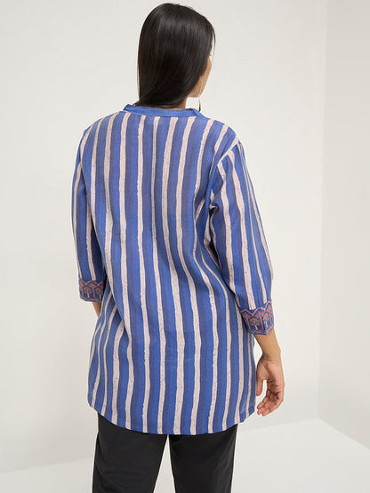 Diza Indigo Printed A-Line Tunic