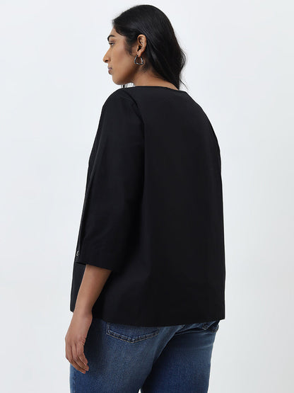 Gia Black Solid Cotton Blouse