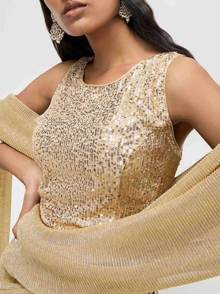 Vark Gold Sequin-Detailed Blouse