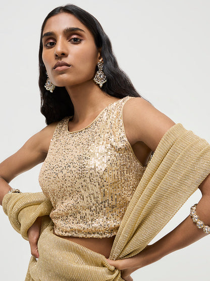 Vark Gold Sequin-Detailed Blouse