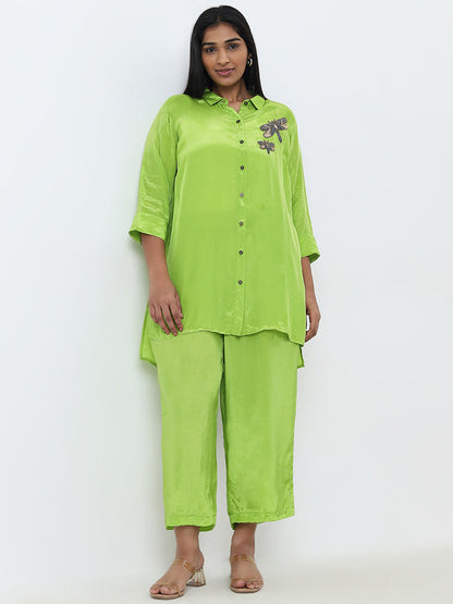 Diza Green Moth Embellished Ethnic Tunic