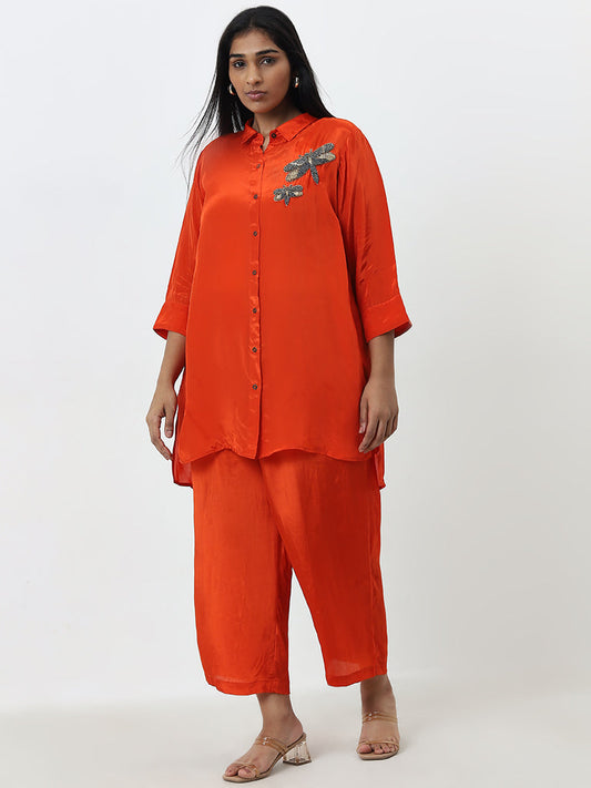 Diza Orange Moth Embellished Ethnic Tunic