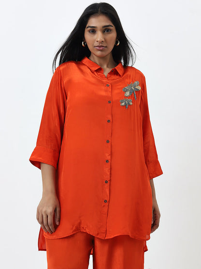 Diza Orange Moth Embellished Ethnic Tunic