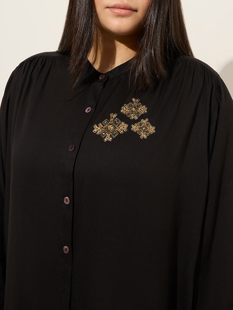 Diza Black Embellished Ethnic Tunic