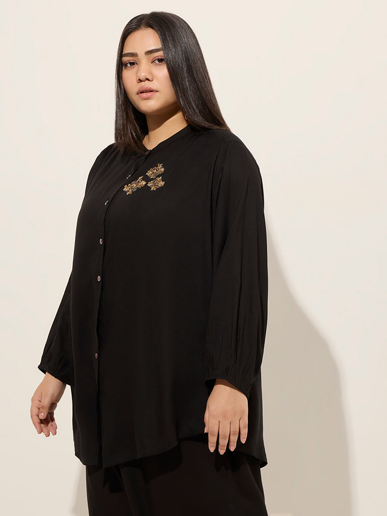 Diza Black Embellished Ethnic Tunic