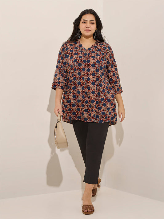 Diza Red Printed Cotton Tunic