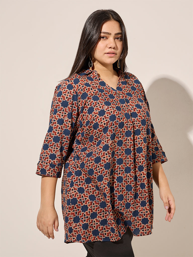 Diza Red Printed Cotton Tunic