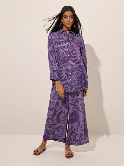 Utsa Purple Botanical Printed Tunic