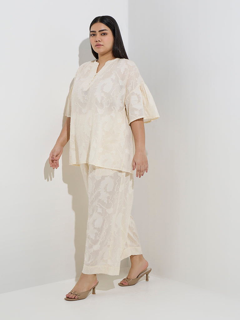 Diza Off-White Textured Cotton Tunic