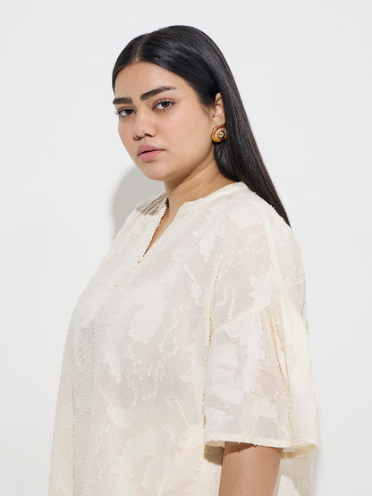 Diza Off-White Textured Cotton Tunic