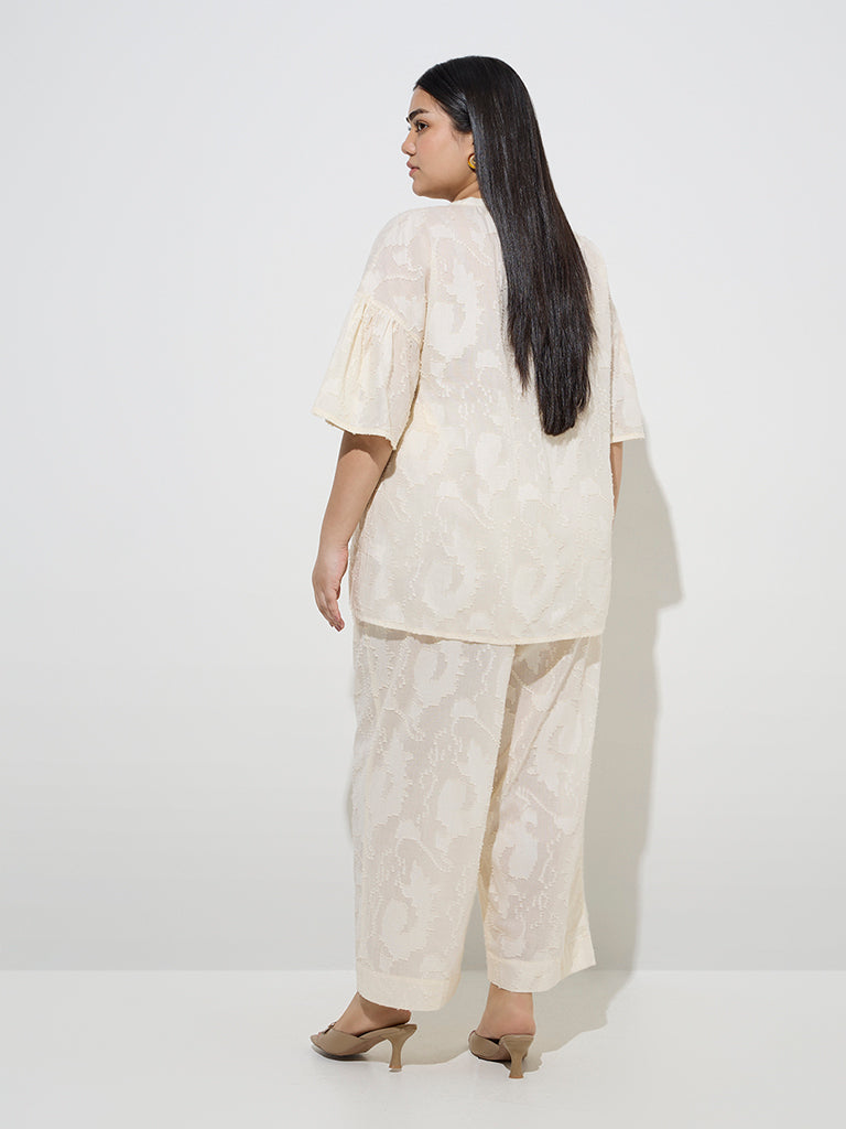 Diza Off-White Textured Cotton Tunic