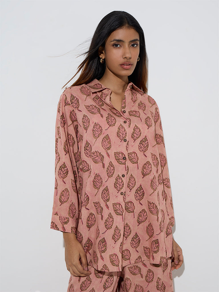 Utsa Peach Leaf Design Ethnic Tunic