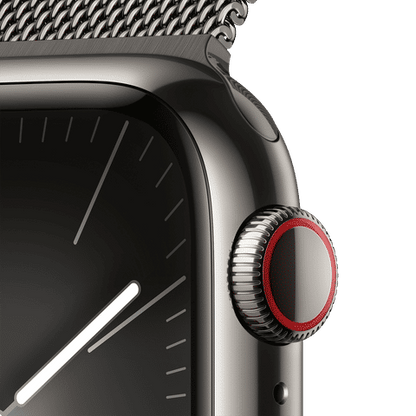 Apple Watch Series 9 GPS+Cellular with Graphite Milanese Loop - S/M (41mm Display, Graphite Stainless Steel Case)