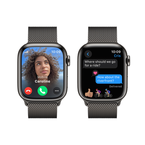 Apple Watch Series 9 GPS+Cellular with Graphite Milanese Loop - S/M (41mm Display, Graphite Stainless Steel Case)