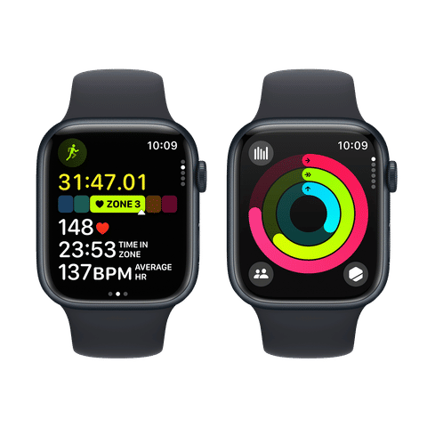 Apple Watch Series 9 GPS+Cellular with Midnight Sport Band - M/L (45mm Display, Midnight Aluminium Case)