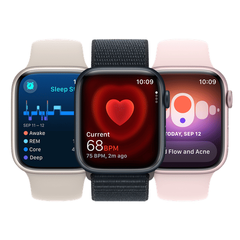 Apple Watch Series 9 GPS+Cellular with Storm Blue Sport Band - M/L (45mm Display, Silver Aluminium Case)