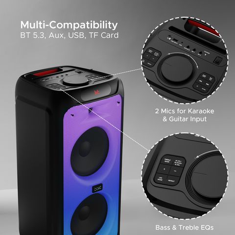 boAt Party Pal 400 160W Portable Bluetooth Speaker (Treble EQ Modes, 1.0 Channel, Black)