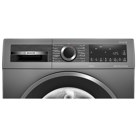 BOSCH 10.5/6 kg 5 Star Fully Automatic Front Load Washer Dryer(Series 6, WNA2E4U1IN, In-built Heater, Grey)