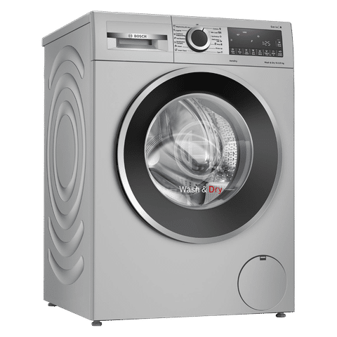 BOSCH 10.5/6 kg 5 Star Fully Automatic Front Load Washer Dryer(Series 6, WNA264U9IN, In-built Heater, Silver)