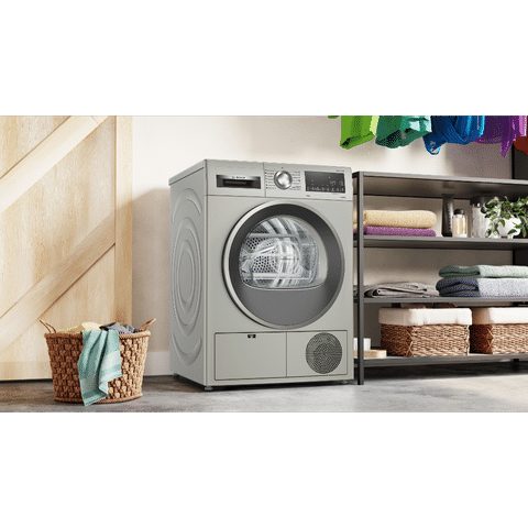 BOSCH 8 kg Fully Automatic Front Load Dryer (Series 4, WPG23108IN, LED Display, Silver Inox)