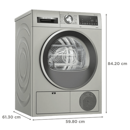 BOSCH 8 kg Fully Automatic Front Load Dryer (Series 4, WPG23108IN, LED Display, Silver Inox)