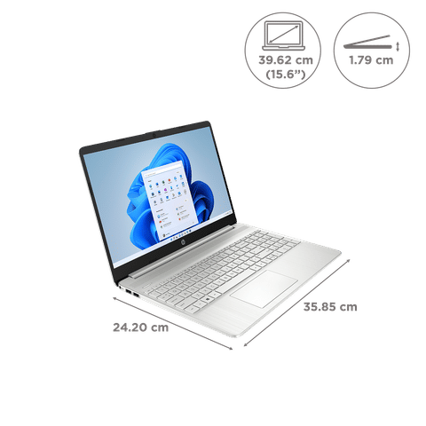 HP 15s-FR5012TU Intel Core i3 12th Gen (15.6 inch, 8GB, 512GB, Windows 11, MS Office 2021, Intel UHD, Full HD Display, Natural Silver, 91W53PA)