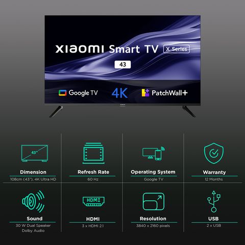 Xiaomi X Series 108 cm (43 inch) 4K Ultra HD LED Google TV with Vivid Picture Engine