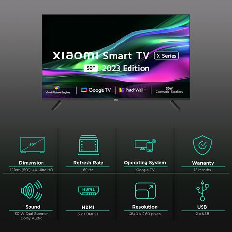 Xiaomi X Series 126 cm (50 inch) 4K Ultra HD LED Google TV with Dolby Vision & Dolby Atmos