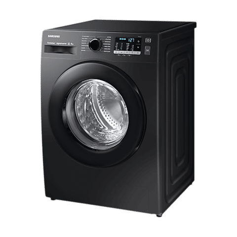 SAMSUNG 8 kg 5 Star Inverter Fully Automatic Front Load Washing Machine (WW80TA046AB1TL, Hygiene Steam, Diamond Drum, Black)