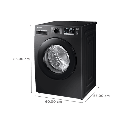 SAMSUNG 8 kg 5 Star Inverter Fully Automatic Front Load Washing Machine (WW80TA046AB1TL, Hygiene Steam, Diamond Drum, Black)