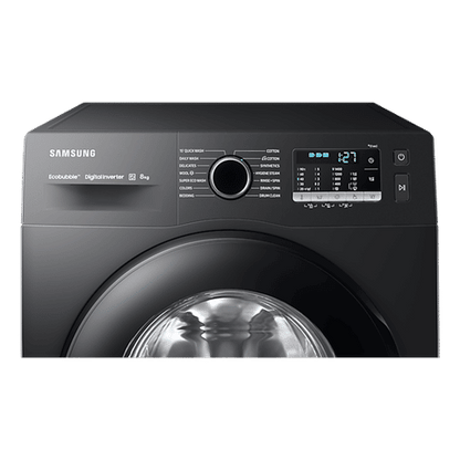 SAMSUNG 8 kg 5 Star Inverter Fully Automatic Front Load Washing Machine (WW80TA046AB1TL, Hygiene Steam, Diamond Drum, Black)