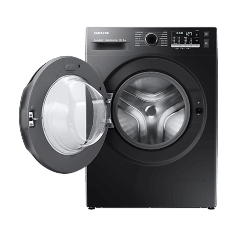 SAMSUNG 8 kg 5 Star Inverter Fully Automatic Front Load Washing Machine (WW80TA046AB1TL, Hygiene Steam, Diamond Drum, Black)