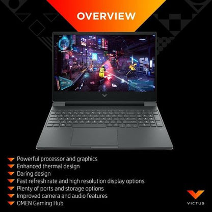 HP Victus Intel Core i7 12th Gen Gaming Laptop (16GB, 1TB SSD, Windows 11 Home, 4GB Graphics, 15.6 inch 144 Hz Full HD IPS Display, NVIDIA GeForce RTX 3050, MS Office 2021, Mica Silver, 2.29 KG)