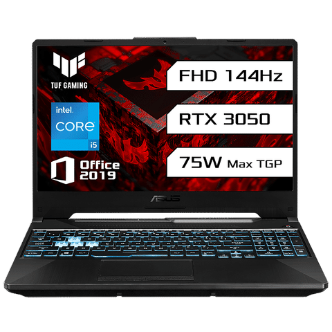 ASUS TUF Gaming Intel Core i5 11th Gen Gaming Laptop (8GB, 512GB SSD, Windows 11 Home, 4GB Graphics, 15.6 inch 144 Hz Full HD IPS Display, NVIDIA GeForce RTX 3050, MS Office 2019, Graphite Black, 2.3 KG)