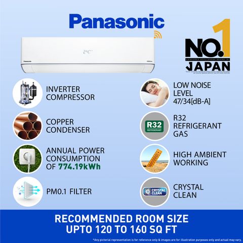 Panasonic EU 7 in 1 Convertible 1.5 Ton 5 Star Inverter Split Smart AC with AI Mode (2023 Model, Copper Condenser, CS/CU-EU18AKY5XFM)