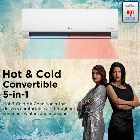 LG TS 5 in 1 Convertible 1.5 Ton 3 Star Dual Inverter Split AC with HD Filter (2024 Model, Copper Condenser, TS-H18VNXE.AMLG)