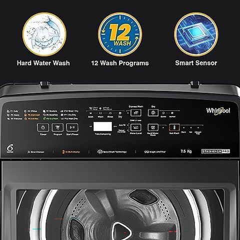 Whirlpool 7.5 kg 5 Star Fully Automatic Top Load Washing Machine (StainWash Pro, 31631, In-built Heater, Grey)