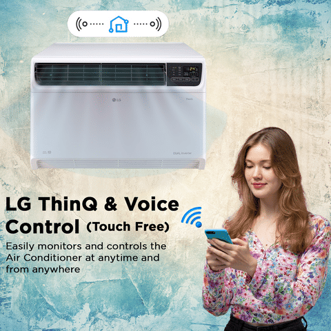 LG TW 4 in 1 Convertible 1.5 Ton 3 Star Dual Inverter Window Smart AC with 4 Way Swing (2024 Model, Copper Condenser, TW-Q18WWXA.ASLG)