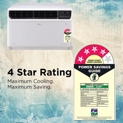 LG TW 4 in 1 Convertible 2 Ton 4 Star Dual Inverter Window Smart AC with Ocean Black Protection (2024 Model, Copper Condenser, TW-Q24WWYA.ASLG)