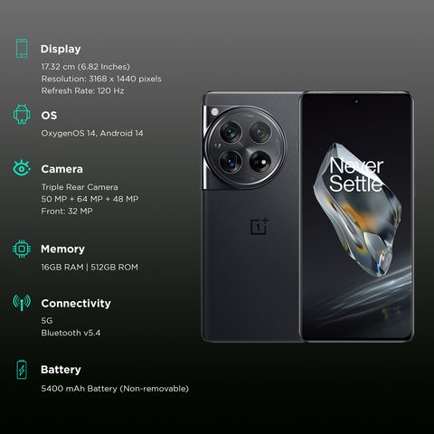 OnePlus 12 5G (16GB RAM, 512GB, Silky Black)