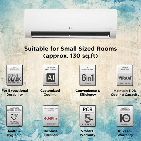 LG TS 6 in 1 Convertible 1 Ton 5 Star Dual Inverter Split AC with 4 Way Swing (2024 Model, Copper Condenser, TS-Q14ENZE.AMLG)