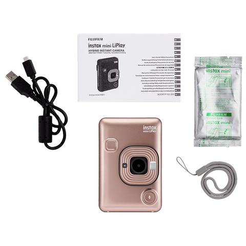 FUJIFILM Instax Mini LiPlay Instant Camera with 10 Instant Films (Blush Gold)