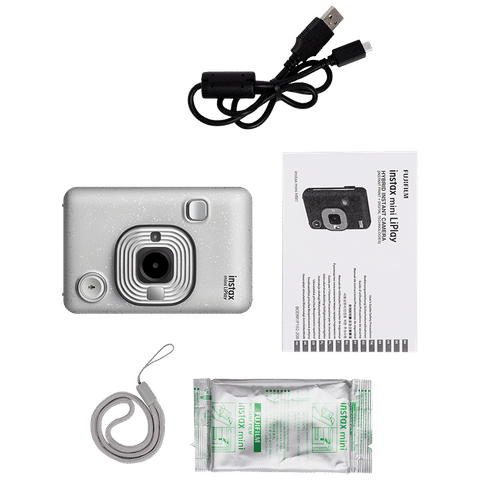 FUJIFILM Instax Mini LiPlay Instant Camera with 10 Instant Films (Stone White)