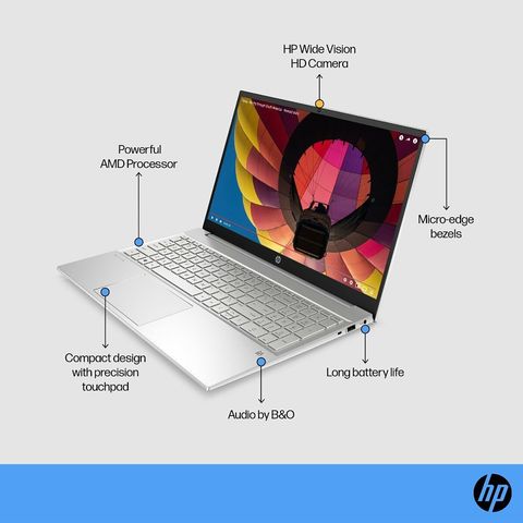 HP Pavilion 15-eh1047AU AMD Ryzen 5 Laptop (16GB, 1TB SSD, Windows 11 Home, 15.6 inch Full HD IPS Display, MS Office 2021, Natural Silver, 1.75 KG)