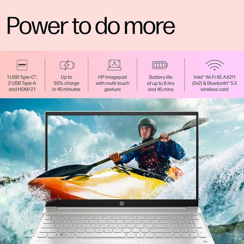 HP Pavilion 15-eh1047AU AMD Ryzen 5 Laptop (16GB, 1TB SSD, Windows 11 Home, 15.6 inch Full HD IPS Display, MS Office 2021, Natural Silver, 1.75 KG)