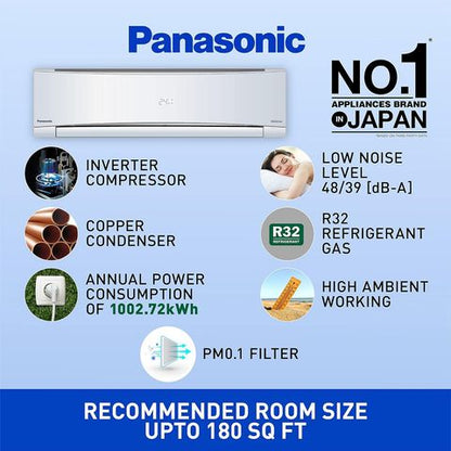 Panasonic SU 7 in 1 Convertible 1.5 Ton 3 Star Inverter Split Smart AC with Anti Dust Filter (2022 Model, Copper Condenser, CS/CU-SU18YKYWT)0