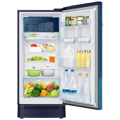 SAMSUNG 189 Litres 5 Star Direct Cool Single Door Refrigerator with Base Stand Drawer (RR21C2F259UHL, Paradise Bloom Blue)