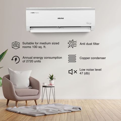 VOLTAS Vectra Pearl 4 in 1 Convertible 0.8 Ton 3 Star Inverter Split AC with Turbo Cooling (2023 Model, Copper Condenser)