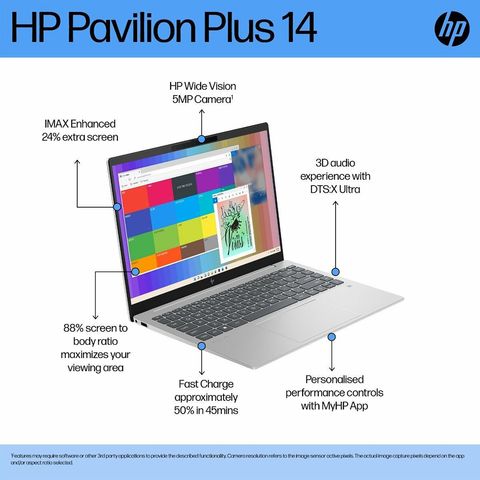 HP Pavilion Plus 14-ew0116TU Intel Core i5 13th Gen Laptop (16GB, 512GB SSD, Windows 11 Home, 14 inch WUXGA IPS Display, MS Office 2021, Natural Silver Aluminum, 1.38 KG)